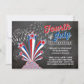 Patriottisch vuurwerk 4 juli Rustic BBQ Party Kaart (Voorkant)
