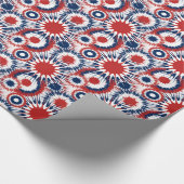 Patriottisch vuurwerk barst in rood, wit en blauw cadeaupapier (Hoek)