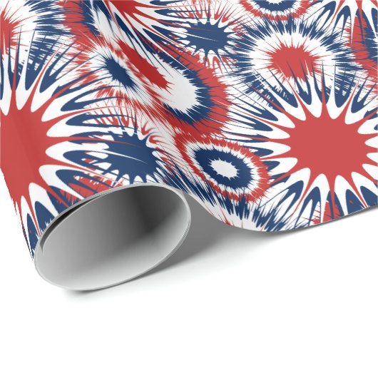 Patriottisch vuurwerk barst in rood, wit en blauw cadeaupapier (Rol Hoek)