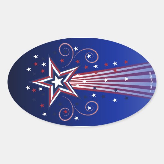 Patriottisch vuurwerk grote ovale stickers (Voorkant)