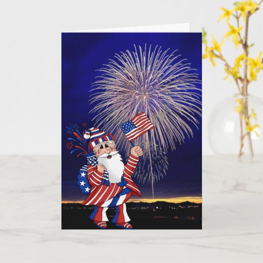 Patriottisch vuurwerk op 4 juli kaart (Gele Bloem)