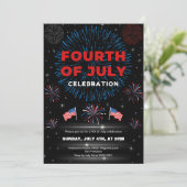 Patriottisch vuurwerk op 4 juli kaart (Staand voorkant)