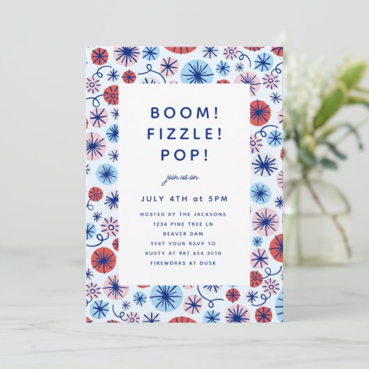Patriottisch vuurwerk op 4 juli Uitnodiging Post P (Staand voorkant)