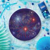 Patriottisch vuurwerk papieren bordje (Feest)