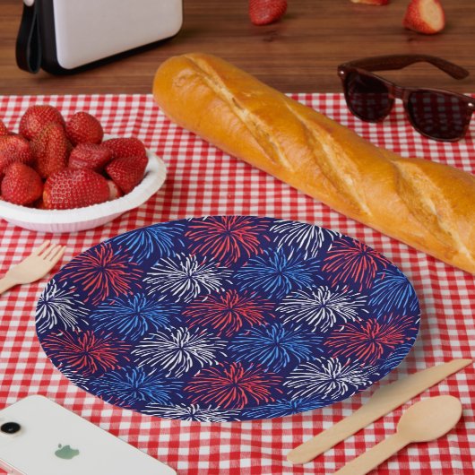 Patriottisch vuurwerk papieren bordje (Picknick)