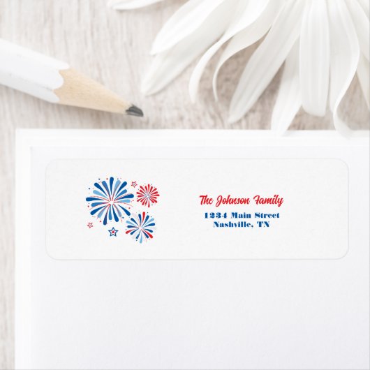 Patriottisch vuurwerk retouradreslabel etiket (Insitu)