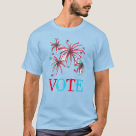 Patriottisch Vuurwerk Rood Blauw Stemming Verkiezi T-shirt