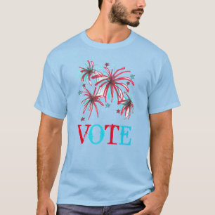 Patriottisch Vuurwerk Rood Blauw Stemming Verkiezi T-shirt