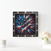 Patriottisch vuurwerk rood wit blauw vierkante klok (Huis)