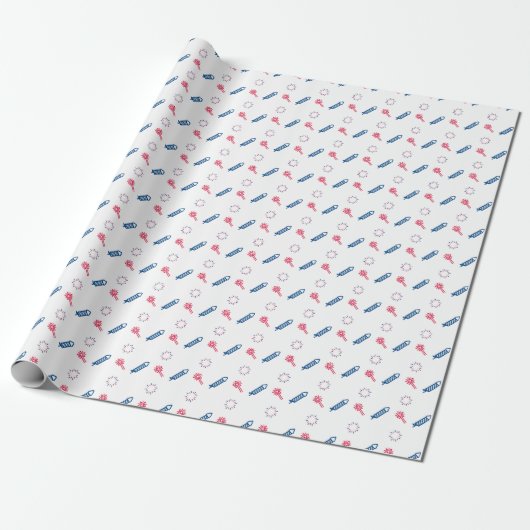 Patriottisch vuurwerk Roodboekje Rood Blauw Cadeaupapier (Uitgerold)