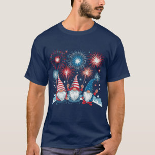 Patriottisch Vuurwerk Schattige Gnome Lover 4 juli T-shirt