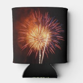 Patriottisch vuurwerk van rood, wit en blauw blikjeskoeler (Achterkant)