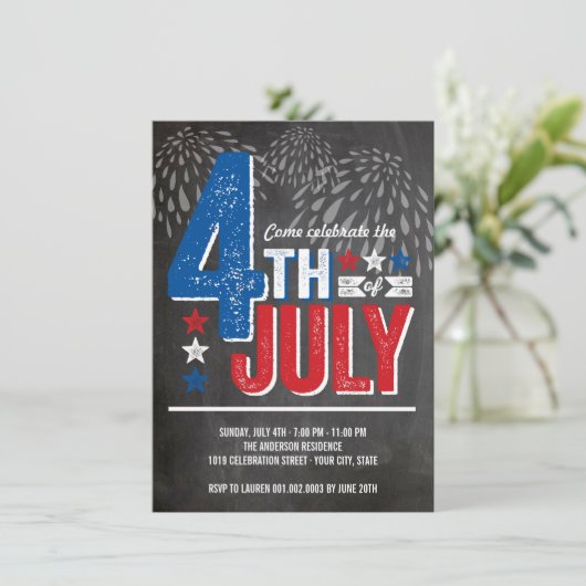 Patriottisch vuurwerk Vierde juli Partij nodigt ui Kaart (Staand voorkant)