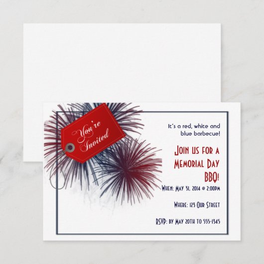 Patriottisch vuurwerk voor Memorial Day Kaart (Voorkant / Achterkant)