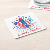 Patriottisch vuurwerk & vrijheid kartonnen onderzetters (Schuin)