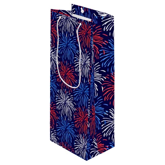 Patriottisch vuurwerk wijn cadeautas (Voorkant Gekanteld)