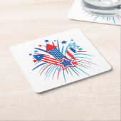 Patriottisch vuurwerkpapier onderzetter (Schuin)