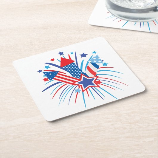Patriottisch vuurwerkpapier onderzetter (Schuin)