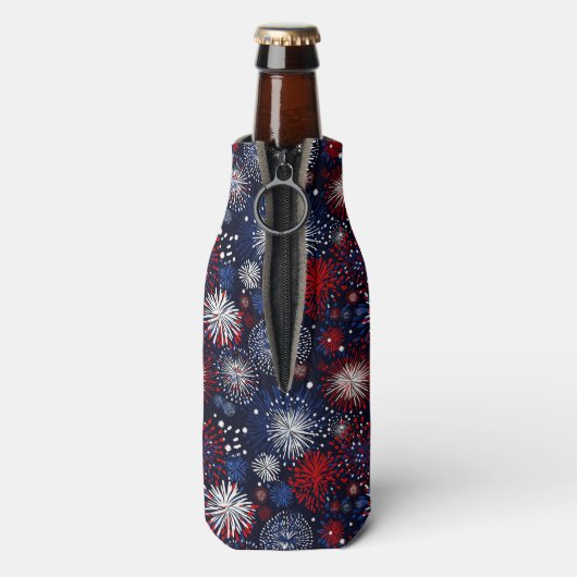 Patriottisch vuurwerkspektakel flesjeskoeler (Fles Achterkant)