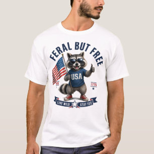 Patriottisch Wasbeer Vrijheid T-Shirt met de Vlag