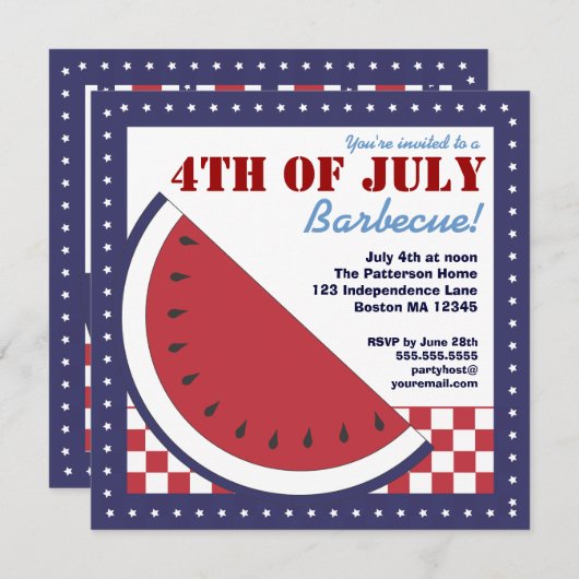 Patriottisch Watermelon 4 juli Barbecue Kaart (Voorkant / Achterkant)