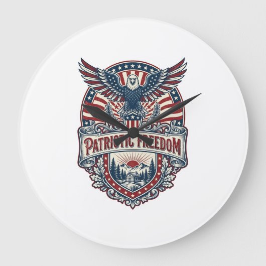 Patriottisch Wellness-retraite Vector Graphic T-sh Grote Klok (Voorkant)