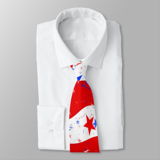 Patriottisch White en Blue American Flag Red Manne Stropdas (Gebonden)