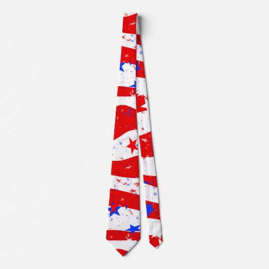 Patriottisch White en Blue American Flag Red Manne Stropdas (Voorkant)