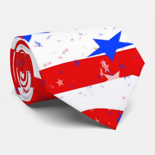 Patriottisch White en Blue American Flag Red Manne Stropdas (Opgerold)