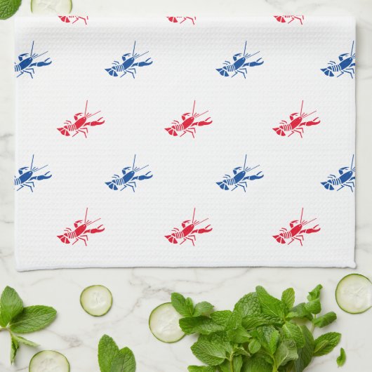 Patriottisch wit blauw kreeft theedoek (Gevouwen)