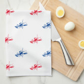 Patriottisch wit blauw kreeft theedoek (Quarter Fold)