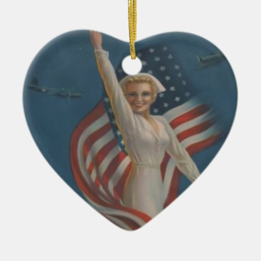 patriottisch WW2-leger met vlag Keramisch Ornament (Voorkant)