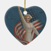 patriottisch WW2-leger met vlag Keramisch Ornament (Achterkant)