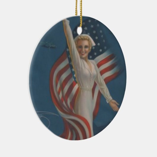  patriottisch WW2-leger met vlag Keramisch Ornament (Rechts)