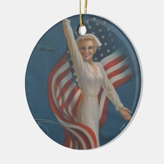 patriottisch WW2-leger met vlag Keramisch Ornament (Links)