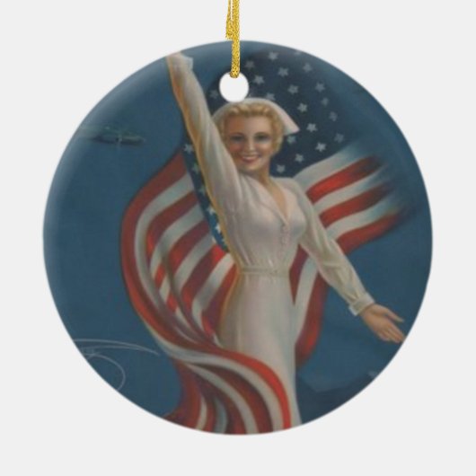  patriottisch WW2-leger met vlag Keramisch Ornament (Achterkant)