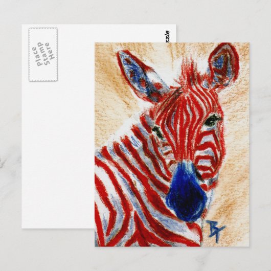 patriottisch Zebra-Briefkaart Briefkaart (Voorkant / Achterkant)