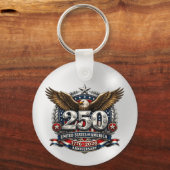 Patriottisch zilveren semiquincentennial embleem sleutelhanger (Voorkant)