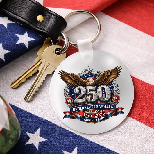 Patriottisch zilveren semiquincentennial embleem sleutelhanger