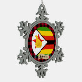 Patriottisch Zimbabwe, buffelpleister, Zimbabwaans Tin Sneeuwvlok Ornament (Links)