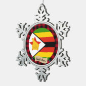 Patriottisch Zimbabwe, buffelpleister, Zimbabwaans Tin Sneeuwvlok Ornament (Rechts)