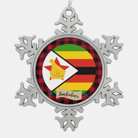 Patriottisch Zimbabwe, buffelpleister, Zimbabwaans Tin Sneeuwvlok Ornament (Voorkant)