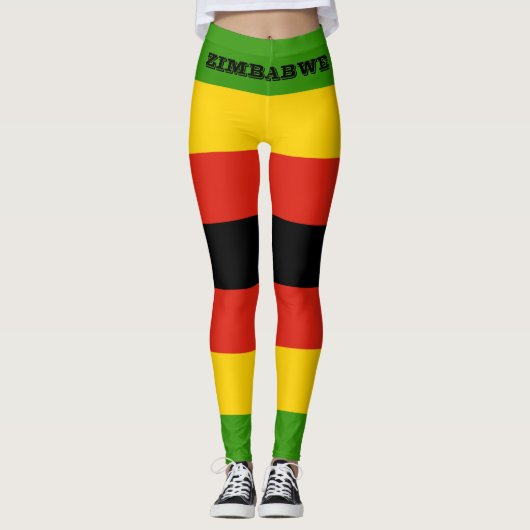 Patriottisch Zimbabwe vlag Afrika Leggings (Voorkant)