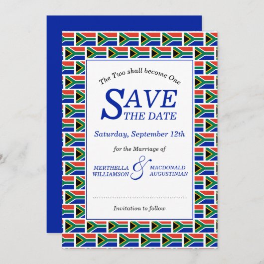 Patriottisch ZUID-AFRIKA Save The Date (Voorkant / Achterkant)