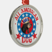 Patriottisch zwart en Tan Coonhound Metalen Ornament (Rechts)