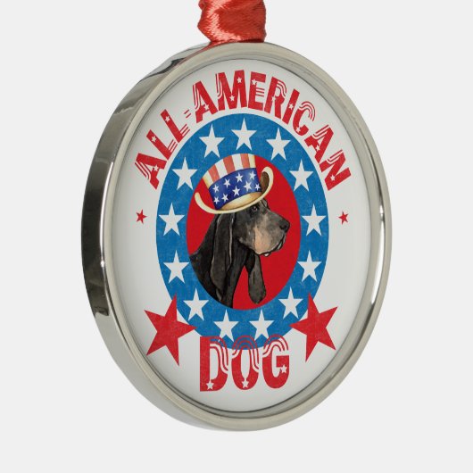 Patriottisch zwart en Tan Coonhound Metalen Ornament (Rechts)