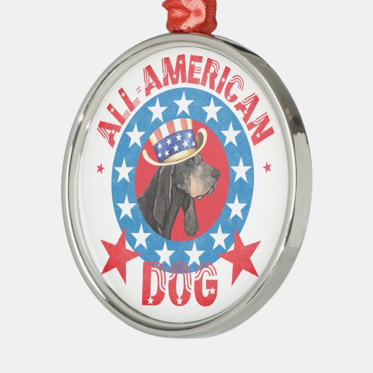 Patriottisch zwart en Tan Coonhound Metalen Ornament (Links)