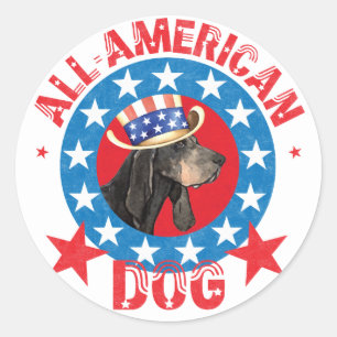 Patriottisch zwart en Tan Coonhound Ronde Sticker