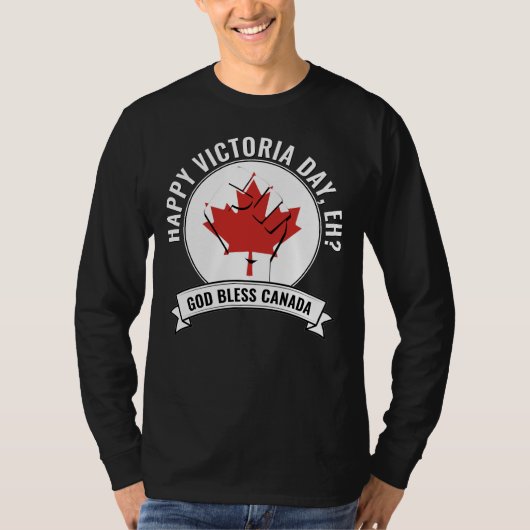 Patriottisch Zwart GELUKKIG VICTORIA DAG, EH Canad T-shirt (Voorkant)