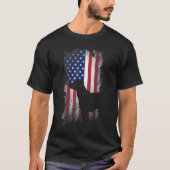 Patriottisch Zwart Lab Amerikaanse vlag Cool Dog T-shirt (Voorkant)